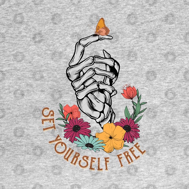 Set yourself free floral skeleton by PixieMomma Co